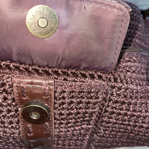 EUC Vintage The Sak Double Strap Crochet Brown Shoulder Bag Purse - Picture 5 of 9